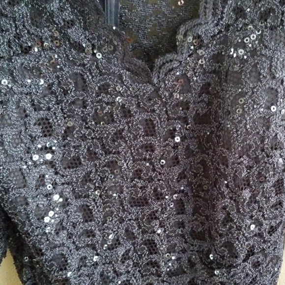 Charcoal sequin dress, V neck - Picture 4 of 4
